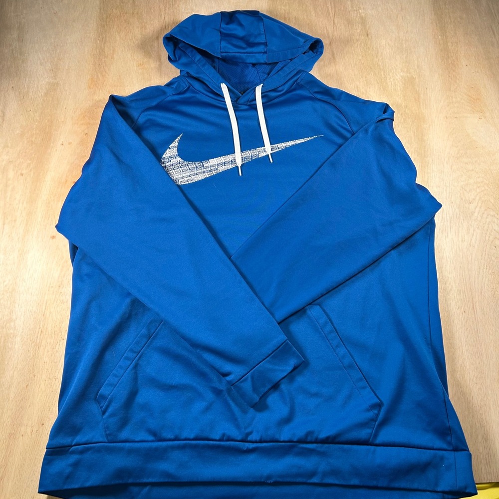 Nike Dri-FIT Mens 3XL Royal Blue Graphic Swoosh Hoodie Training Sweatshirt